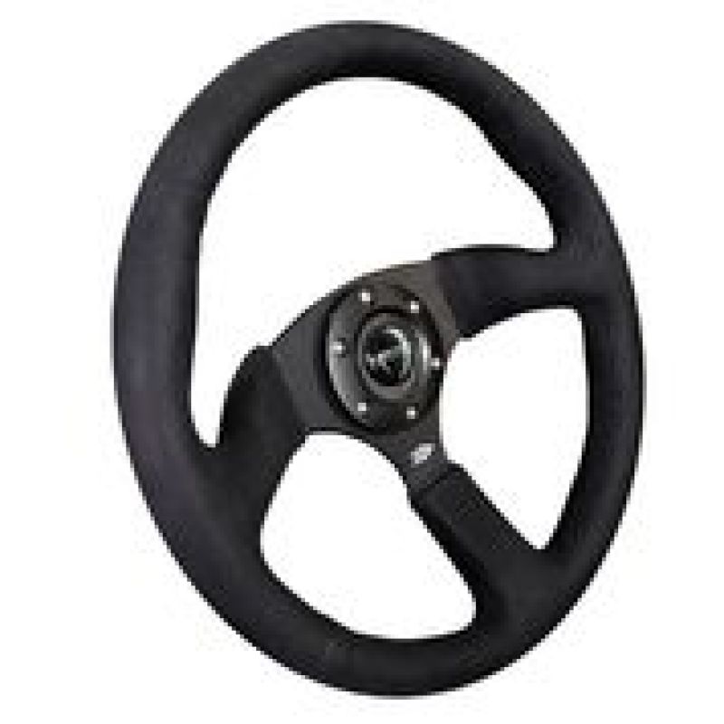 NRG Reinforced Steering Wheel (350mm / 2.5in. Deep)Blk Alcantara Comfort Grip w/4mm Matte Blk Spokes RST-023MB-SA