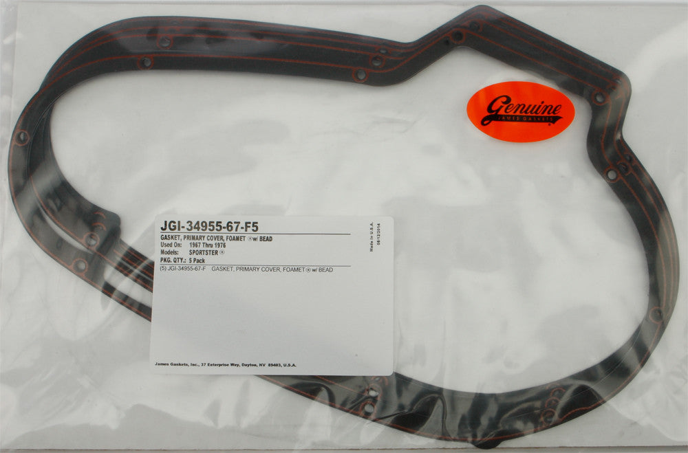 JAMES GASKETSGasket Primary Cover Foam 5/Pk 34955-67-F534955-67-F5