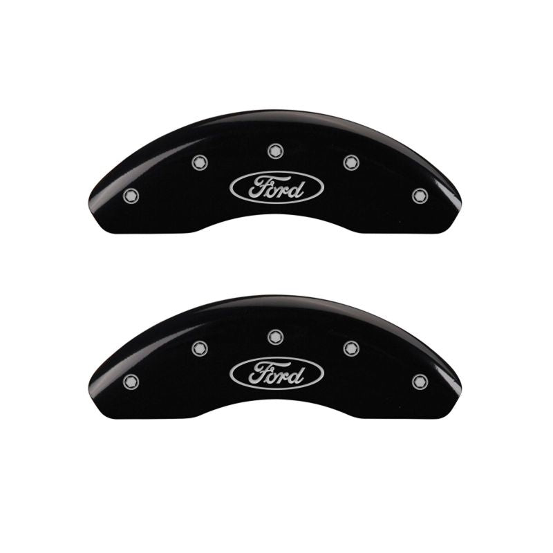 MGP 4 Caliper Covers Engraved Front Mustang Engraved Rear SN95/GT Black finish silver ch 10095SMG1BK