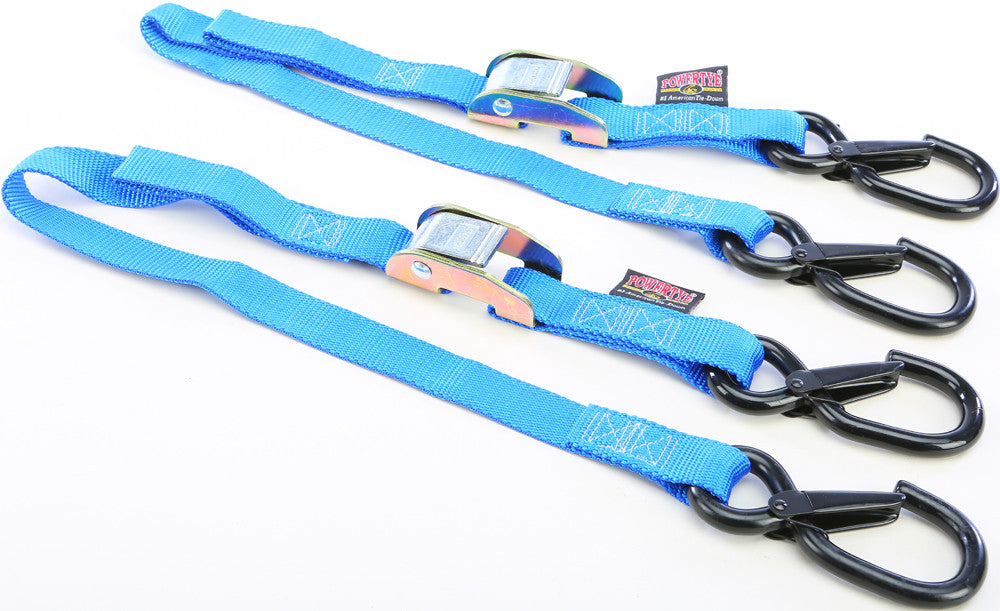 POWERTYE Tie-Down Cam Sec Hook Watercra Watercraft 1"X3' Blue Pair 22033-S