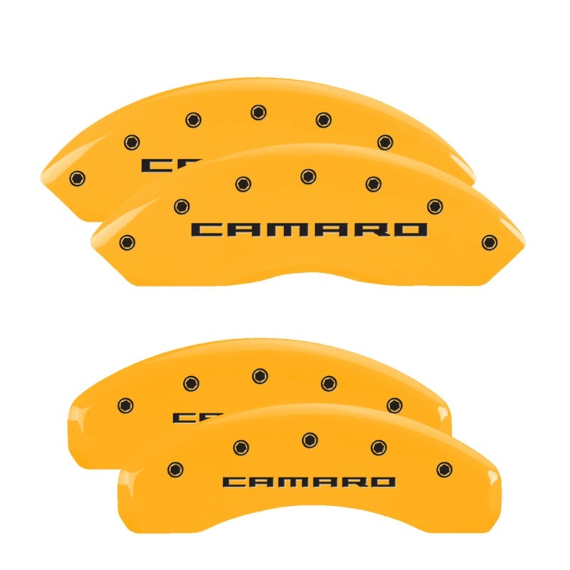 MGP 4 Caliper Covers Engraved Front & Rear Gen 5/Camaro Yellow finish black ch 14240SCA5YL