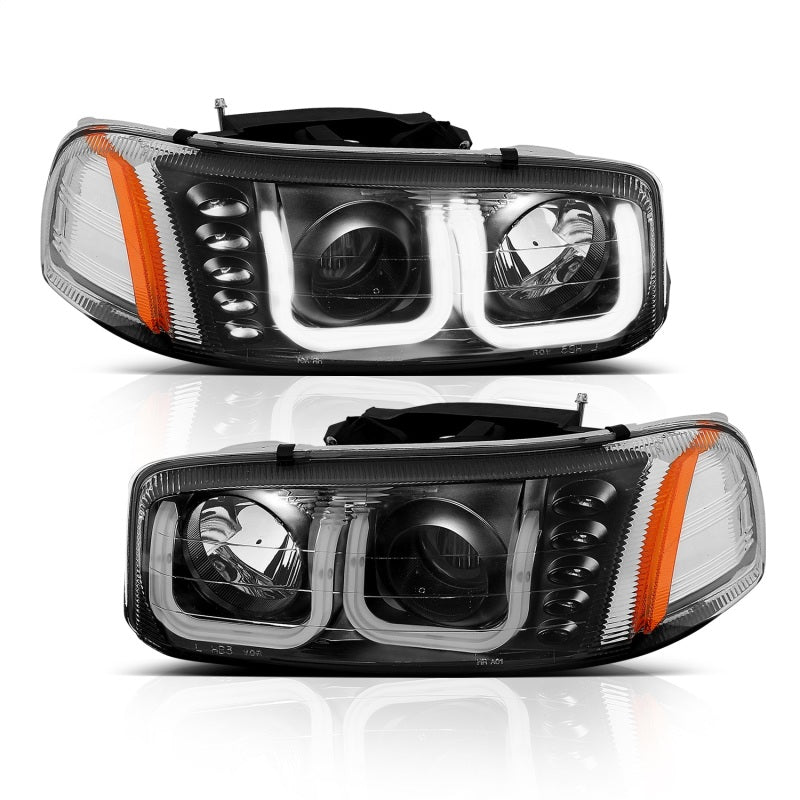 ANZO 1999-2006 Gmc Sierra 1500 Projector Headlights w/ U-Bar Black 111303