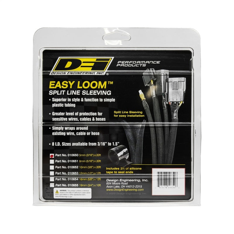 DEI Split Wire Sleeve Easy Loom 5mm-3/16in x 20 Black 10650
