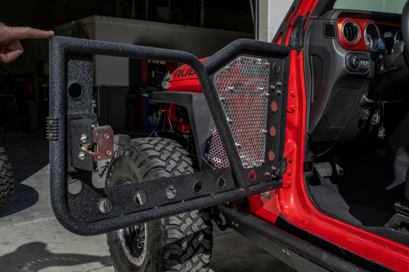 DV8 Offroad Jeep 18+ Wrangler JL / 20+ Gladiator JT Front Rock Doors w/ Perforated Aluminum Mesh RDJL-01F