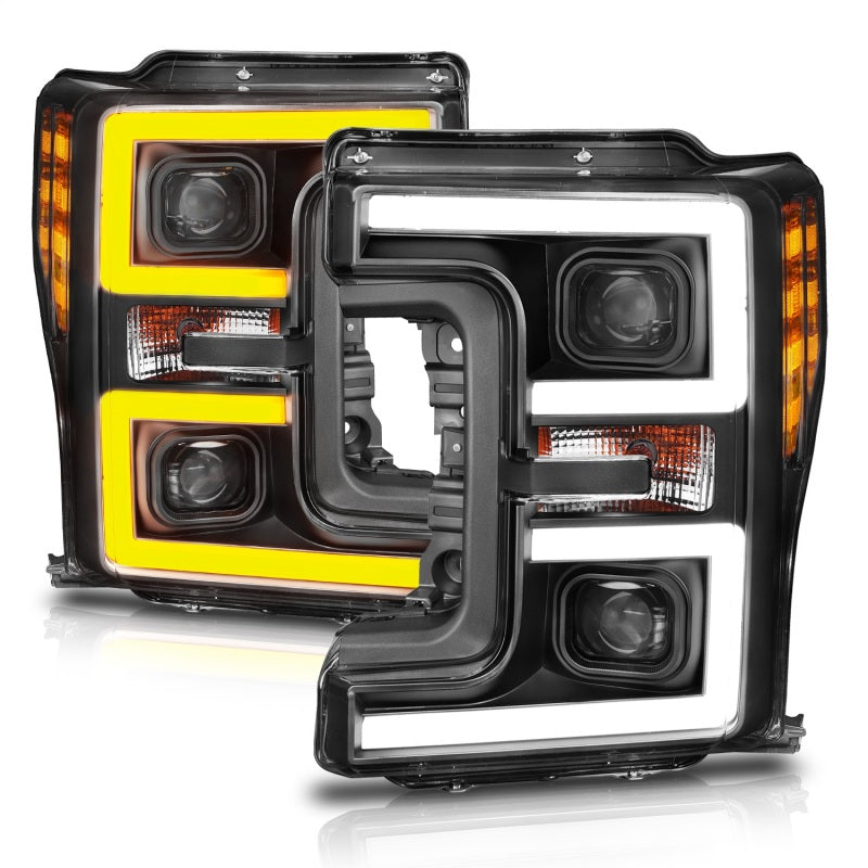 ANZO LED Headlights 17-18 Ford F-250 Super Duty Plank-Style L.E.D. Headlight Black (Pair) 111388