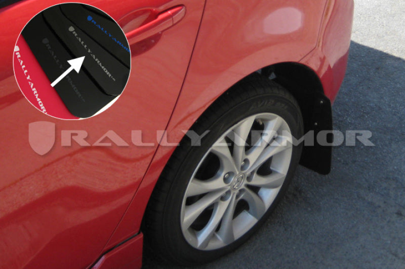Rally Armor 2010+ Mazda3/Speed3 UR Black Mud Flap w/ Silver Logo MF17-UR-BLK/SIL