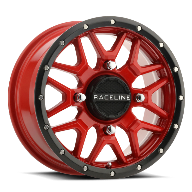 Raceline A94R Krank 14x7in / 4x110 BP / 10mm Offset / 83.8mm Bore - Red & Black Lip Wheel A94R-47011+10