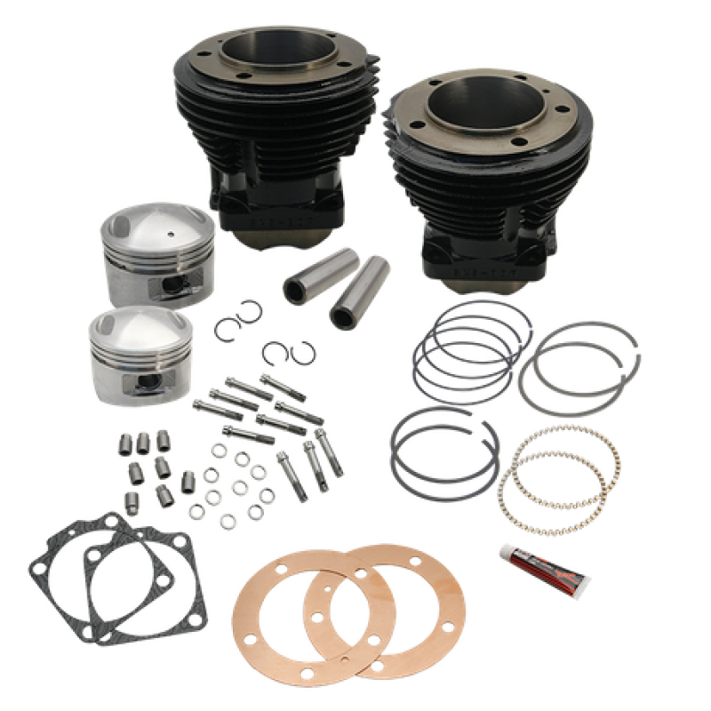 S&S Cycle 66-84 BT 98in 3-5/8in Big Bore Cylinder & Piston Kit For S&S SH98 Engines - Gloss Black 91-9201