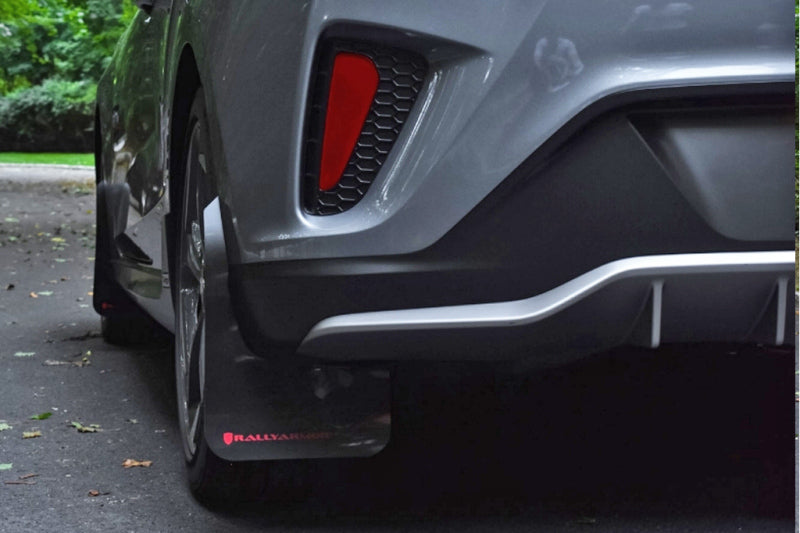 Rally Armor 19-21 Hyundai Veloster Turbo R-Spec Black UR Mud Flap w/ Dark Grey Logo MF58-UR-BLK/DGRY