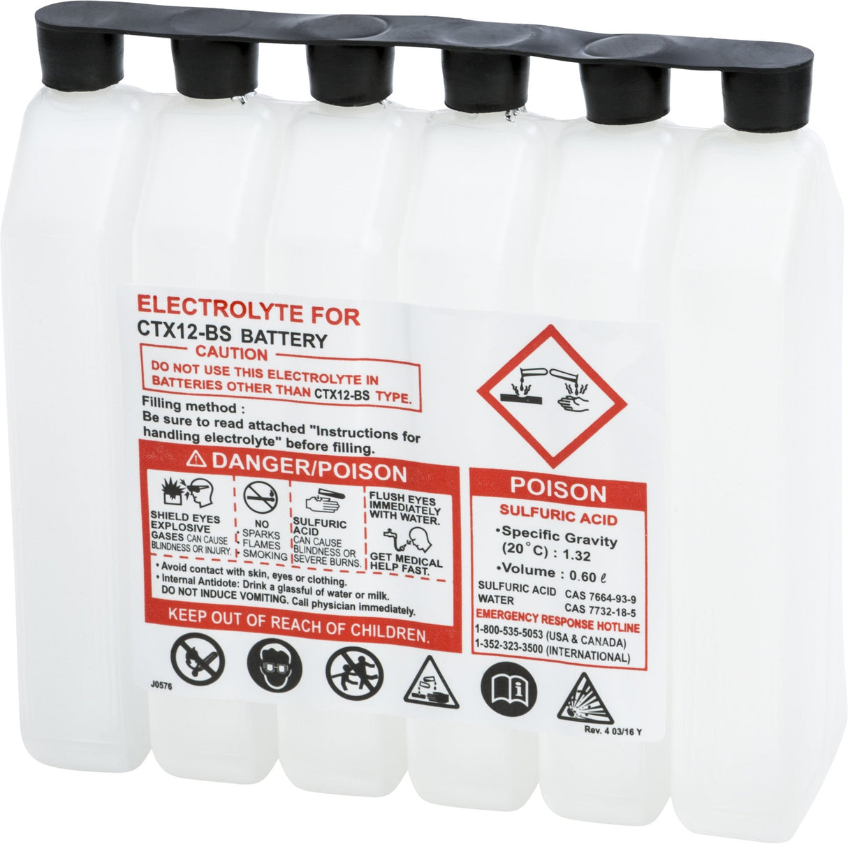 FIRE POWER Sealed Battery Electrolyte Pack 600cc 600CC CTX