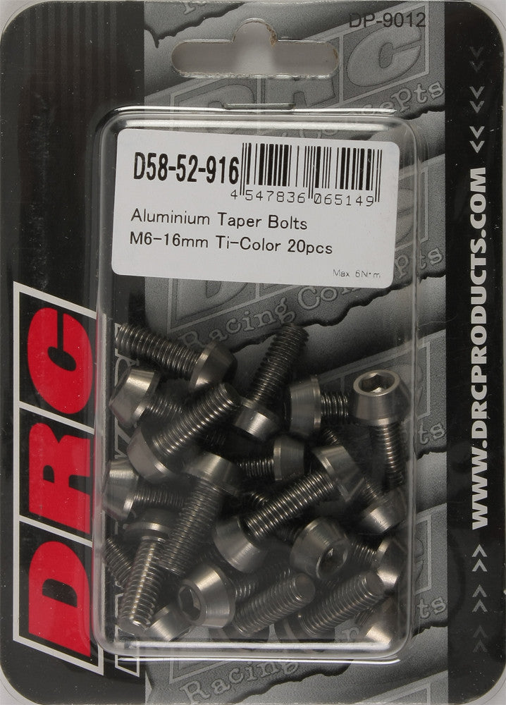 DRC Aluminum Taper Bolts Titanium M6x16mm 20/Pk D58-52-916