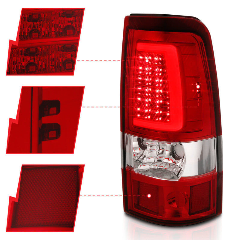 ANZO 2003-2006 Chevy Silverado 1500 LED Taillights Plank Style Chrome With Red/Clear Lens 311335