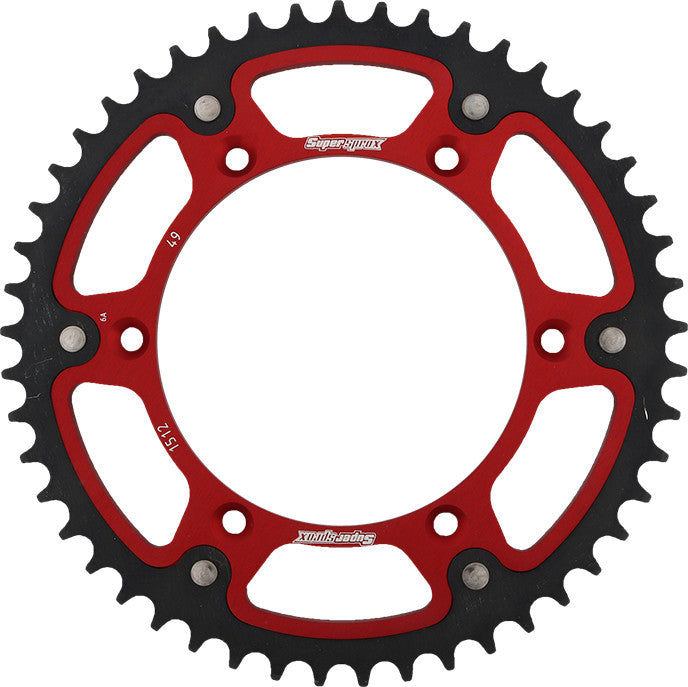 SUPERSPROX Rear Stealth Sprocket Alu/Stl 49t-520 Red Gas/She RST-1512-49-RED