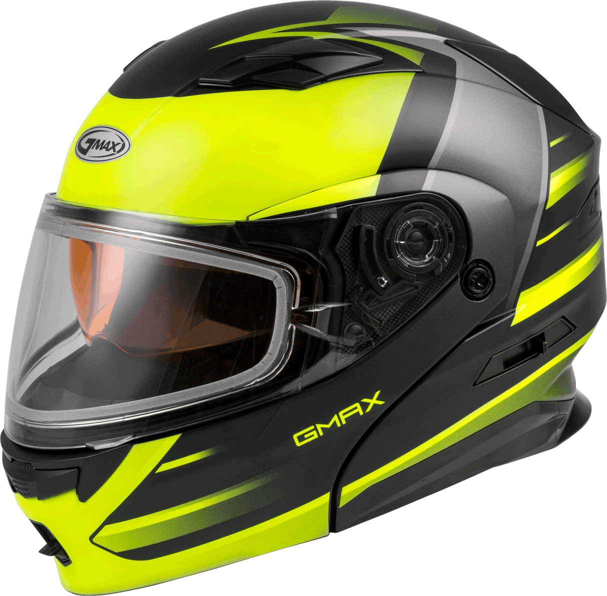 GMAX Md-01s Modular Snow Helmet Descendant Matte Blk/Hi-Vis Lg M2013746-ECE