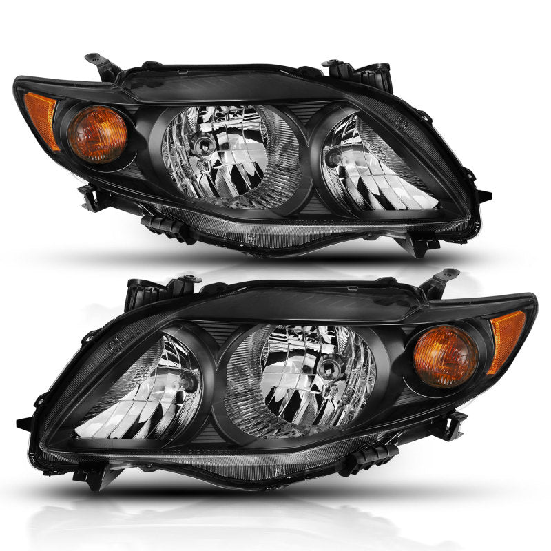 ANZO 2009-2010 Toyota Corolla Crystal Headlight Black Amber 121541