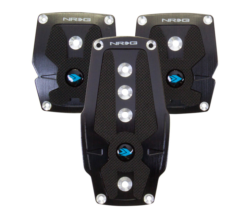 NRG Brushed Aluminum Sport Pedal M/T - Black w/Black Rubber Inserts PDL-200BK