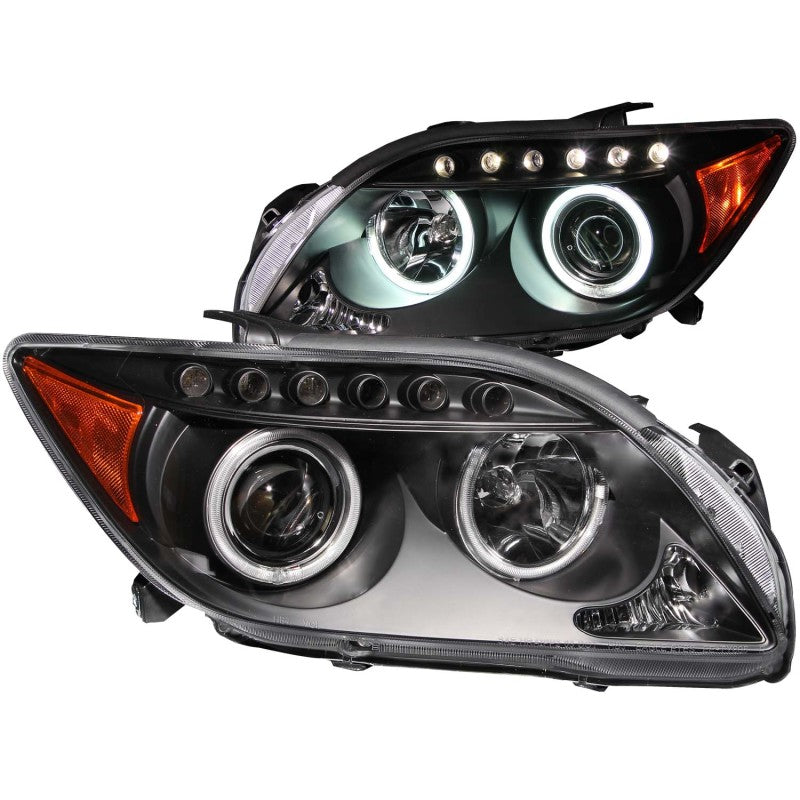 ANZO 2005-2010 Scion Tc Projector Headlights w/ Halo Black (CCFL) 121119