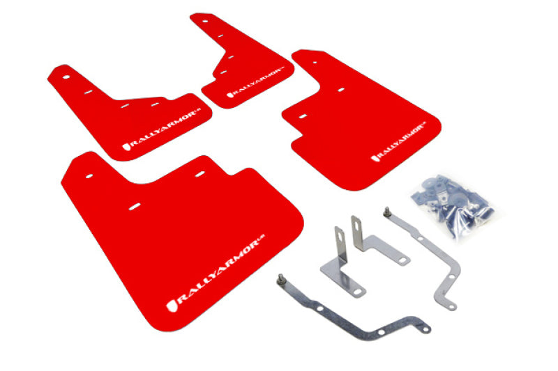 Rally Armor 14-18 Mazda 3/Speed3 Red UR Mud Flap w/ White Logo MF31-UR-RD/WH