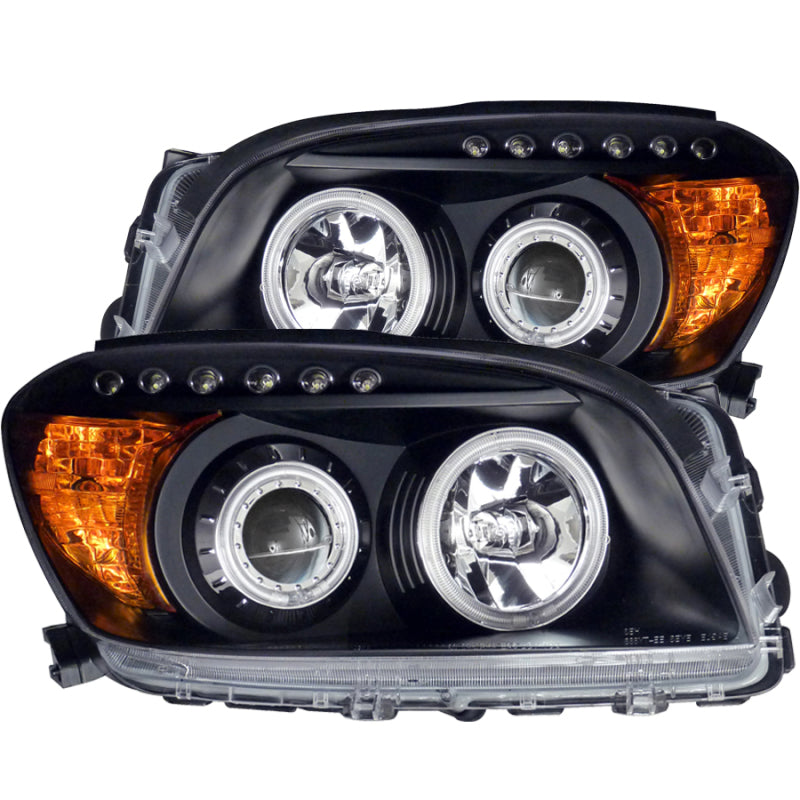 ANZO 2006-2008 Toyota Rav4 Projector Headlights w/ Halo Black 111120