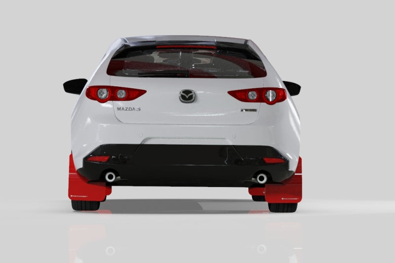 Rally Armor 2019+ Mazda3 GT Sport Hatch UR Black Mud Flap w/ White Logo MF61-UR-BLK/WH