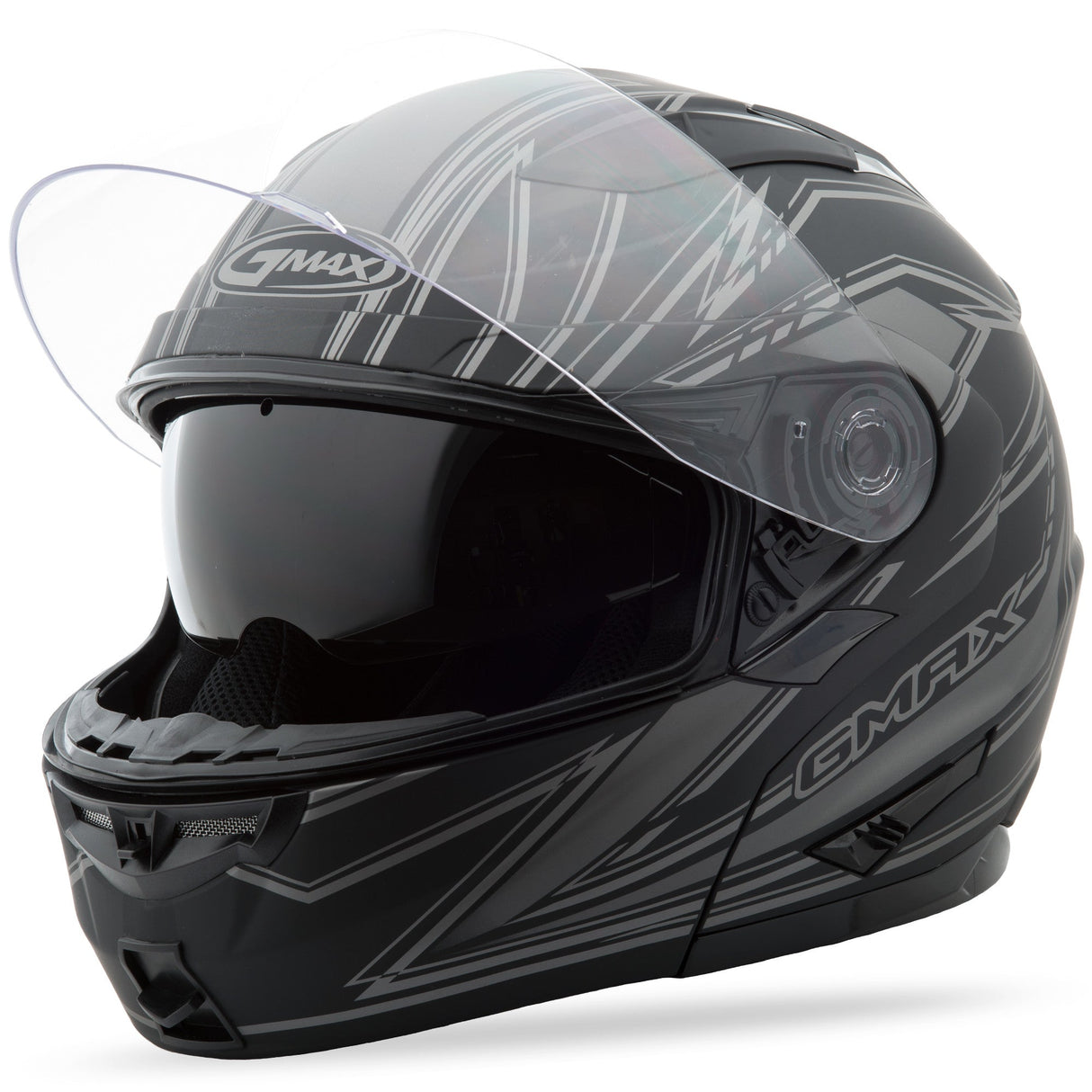 GMAX Gm-64 Modular Derk Helmet Matte Black/Silver 2x G1640398 F.TC-12