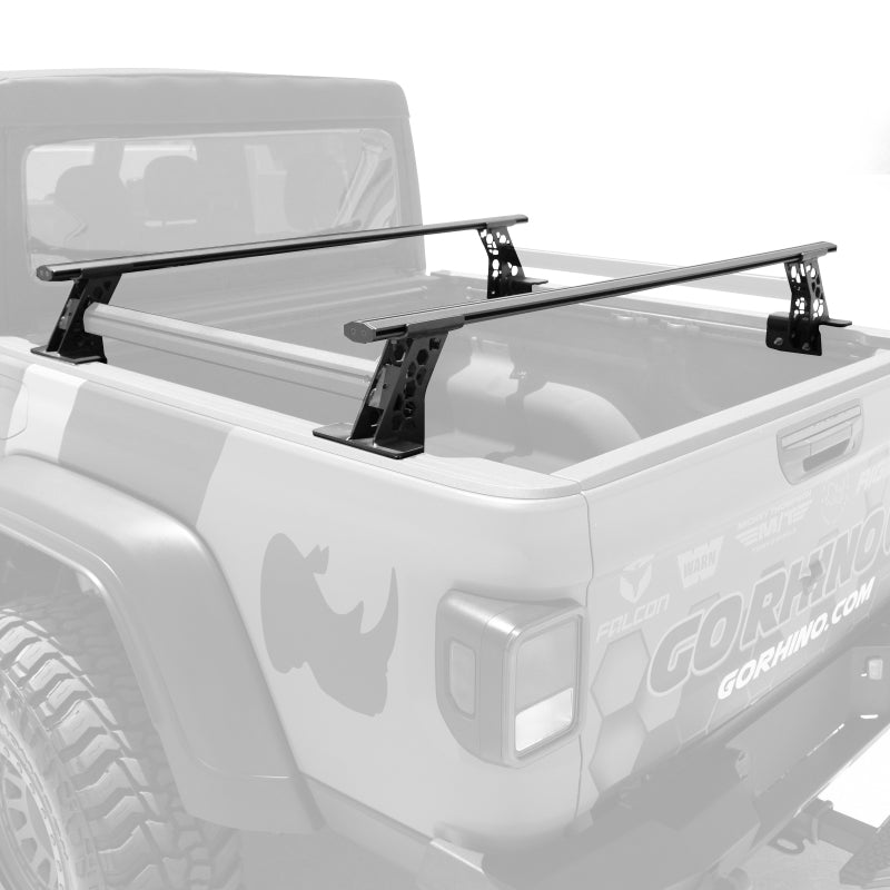 Go Rhino 15-22 Ford F-150 / 07-21 Toy. Tundra XRS Cross Bars Kit - Tex Blk (Attch Tonneau Cvr T-Trk) 5935015T