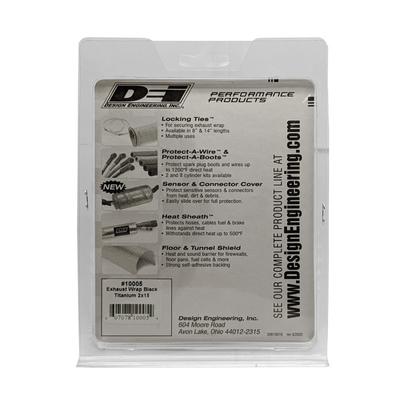 DEI Exhaust Wrap 2in x 15ft - Titanium - Black 10005