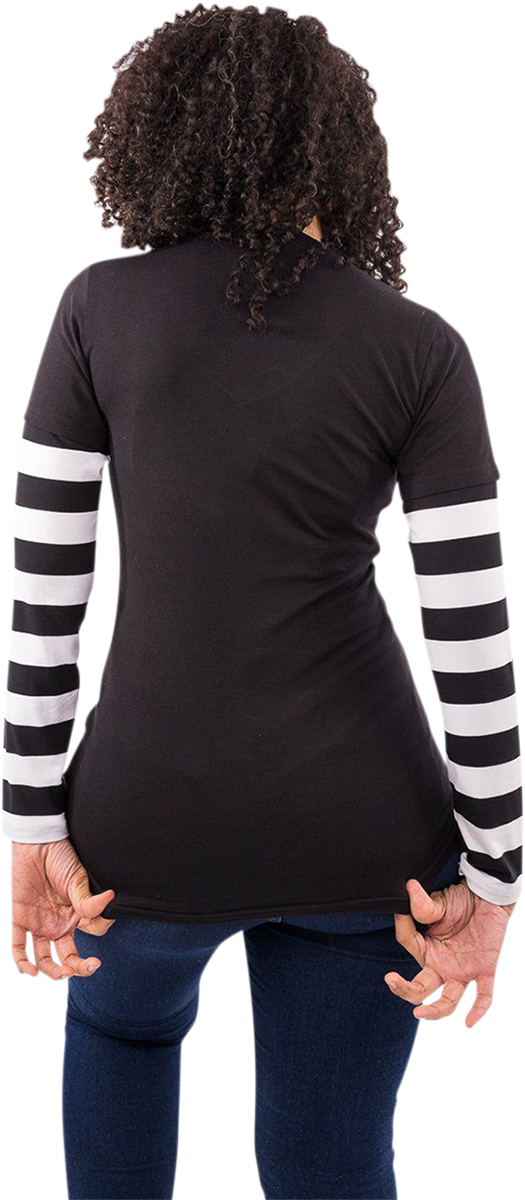 LETHAL THREAT Women's Long-Sleeve Stripe T-Shirt - Black/White - Small LA20645S