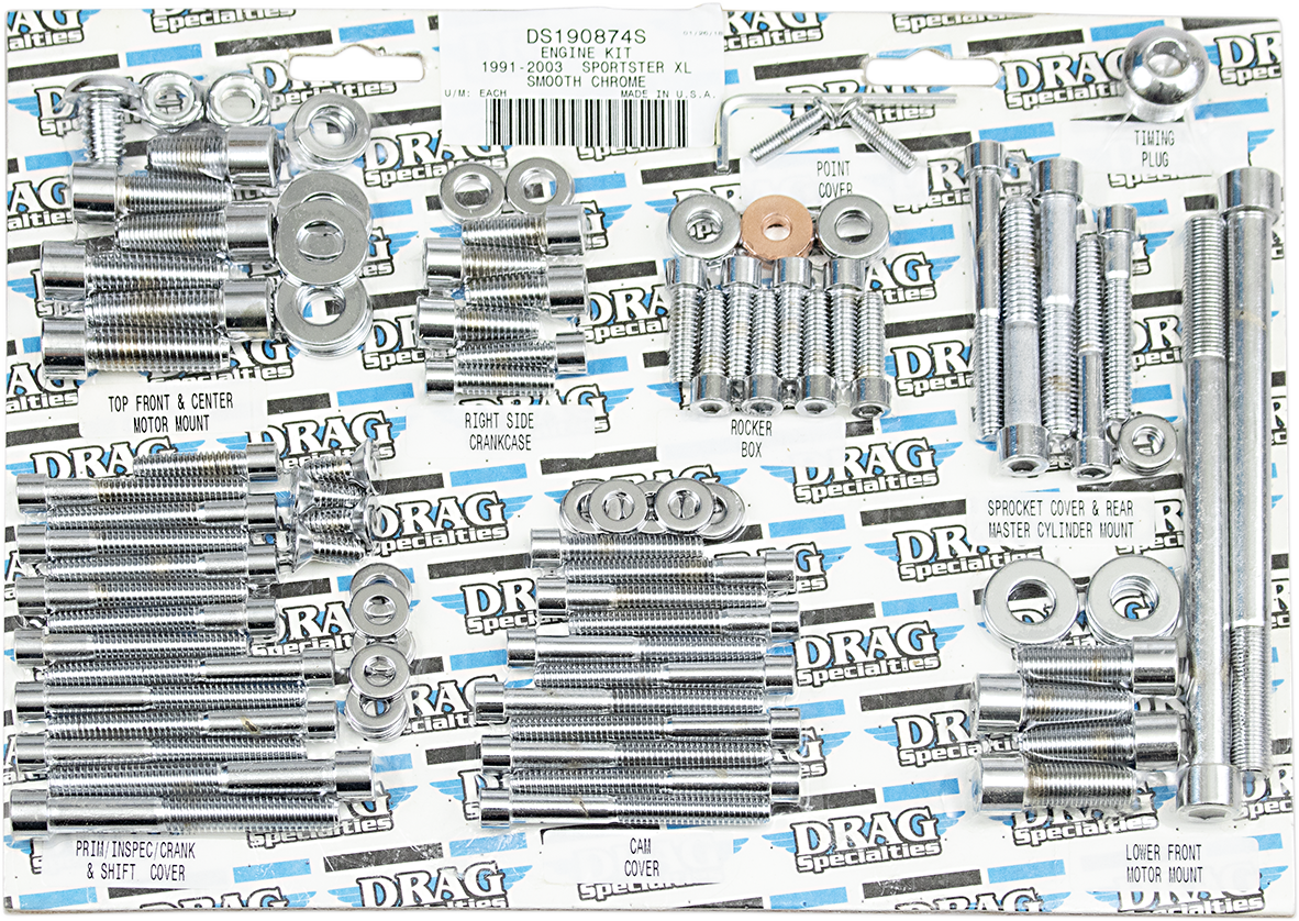 DRAG SPECIALTIES Kit de pernos de motor liso con cabeza hueca - XL MK244S