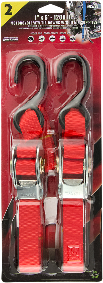 ERICKSON Over-Center Buckle Strap - 1" x 6' - Red 5729