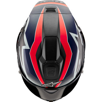 IN STOCK ALPINESTARS Supertech R10 Helmet - Team - Matte Black/Carbon Red Fluo/Blue - Medium 8200224-1383-M