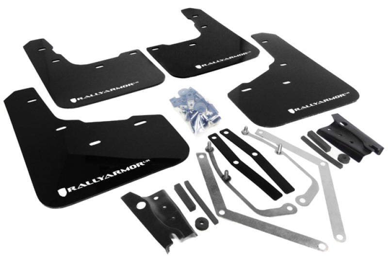 Rally Armor 13-19 USDM Ford Fiesta ST Black UR Mud Flap w/ White Logo MF29-UR-BLK/WH