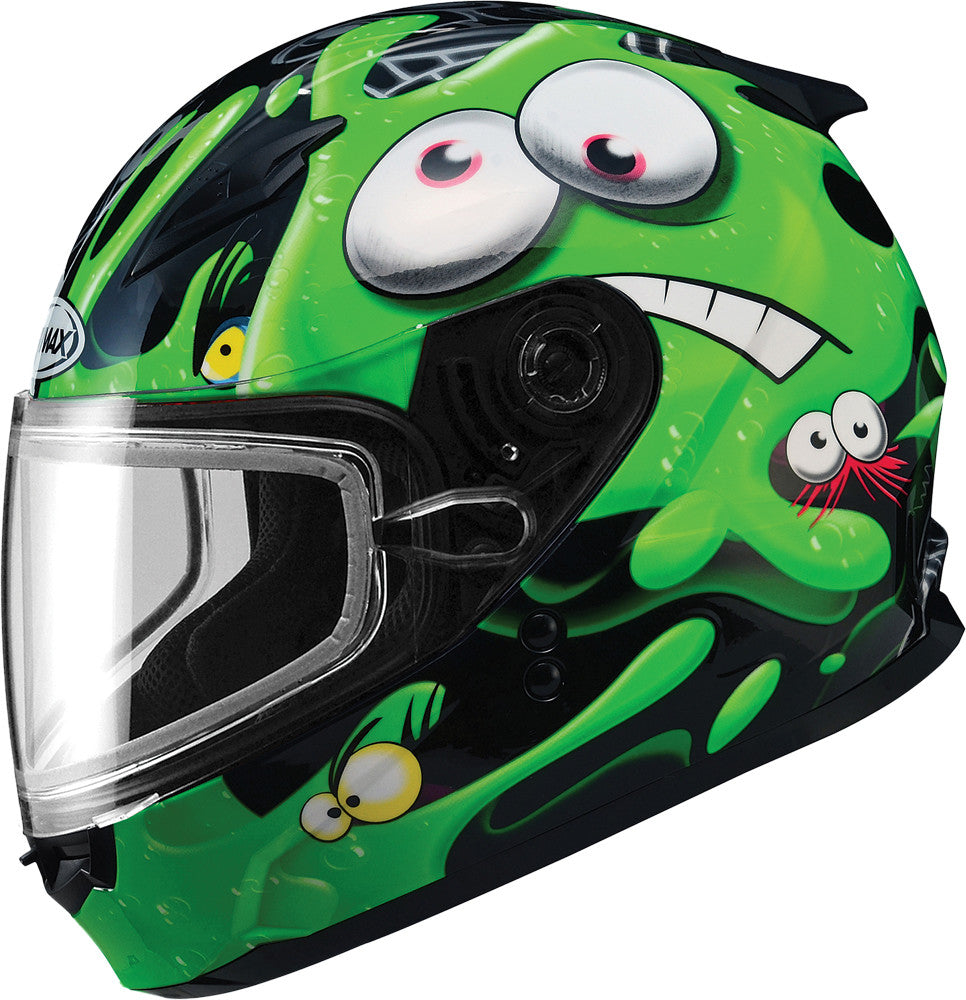 GMAX Gm-49y Snow Helmet Slimed Black/Green Yl G2491462 TC-3