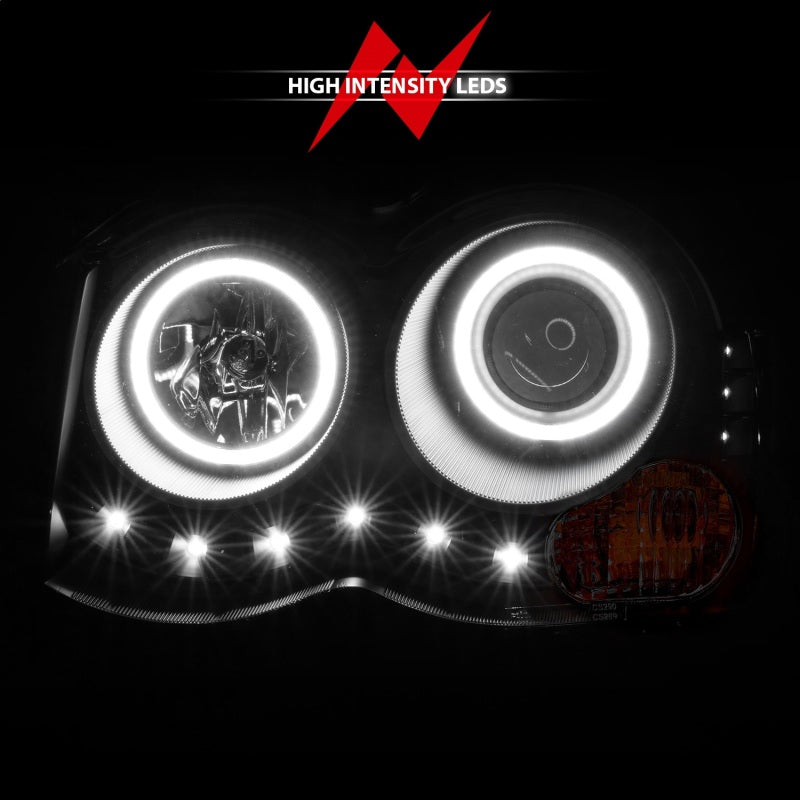 ANZO 2008-2010 Jeep Grand Cherokee Projector Headlights w/ Halo Black (CCFL) 111213