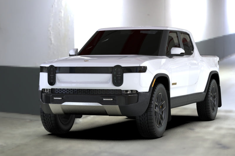 Rally Armor 2022 Rivian R1T Black UR Mud Flap - Metallic Black Logo MF18-UR-BLK/MBK