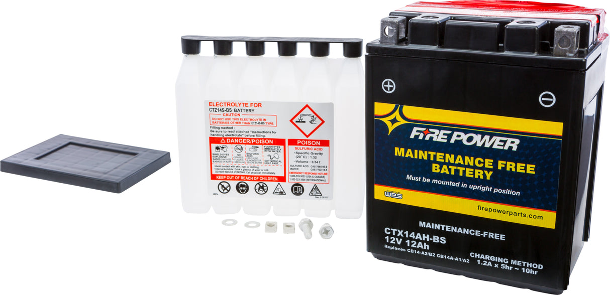 FIRE POWER Battery Ctx14ah-Bs Maintenance Free CTX14AH-BS