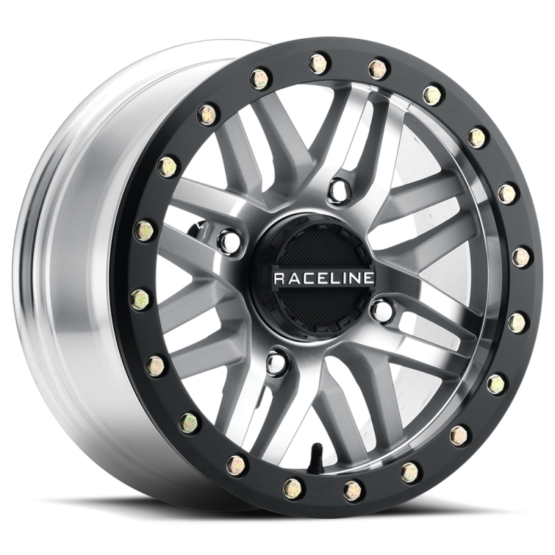 Raceline A91MA Ryno 15x10in/4x156 BP/0mm Offset/132.5mm Bore - Machined & Black Ring Beadlock Wheel A91MA-51056-00