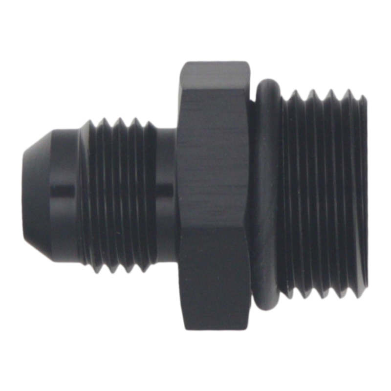 DeatschWerks 8AN ORB Male to 6AN Male Flare Adapter (Incl O-Ring) - Anodized Matte Black 6-02-0401-B