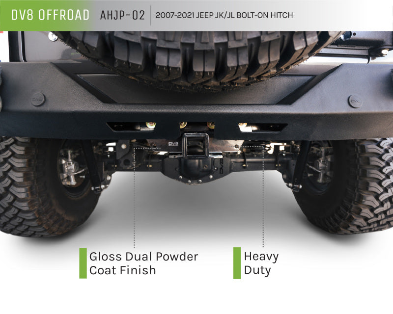 DV8 Offroad 07-21 Jeep Wrangler (JK/JL) Bolt-On Hitch w/o Lights AHJP-02
