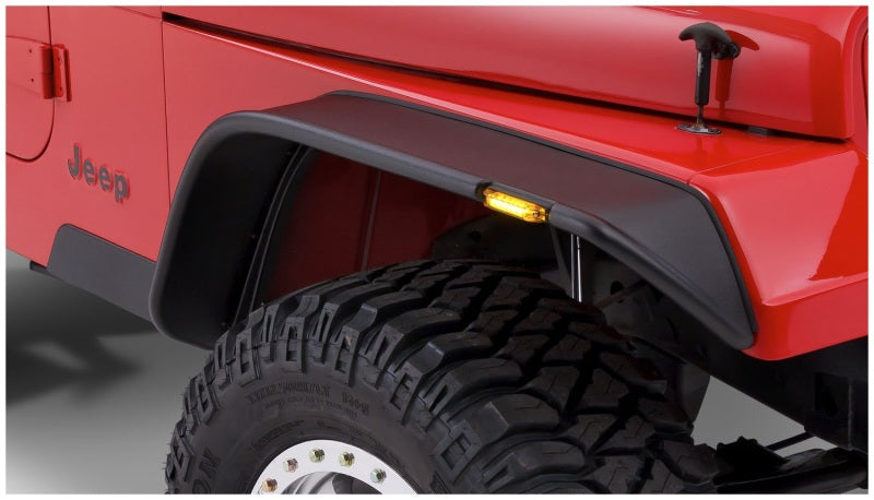 Bushwacker 87-95 Jeep Wrangler Flat Style Flares 2pc Excludes Renegade - Black 10067-07