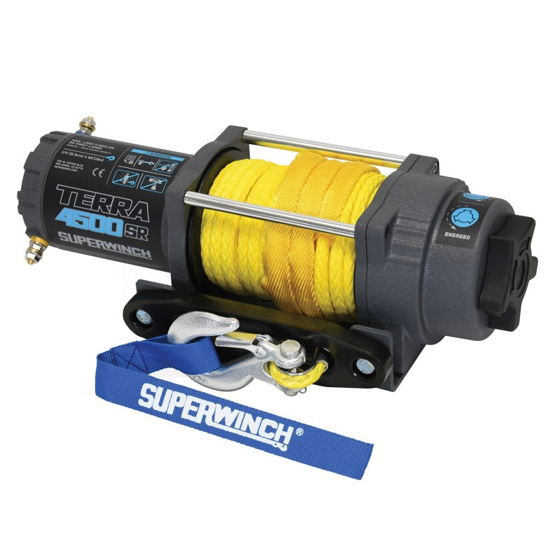 Superwinch 4500 LBS 12V DC 1/4in x 50ft Synthetic Rope Terra 4500SR Winch - Gray Wrinkle 1145270