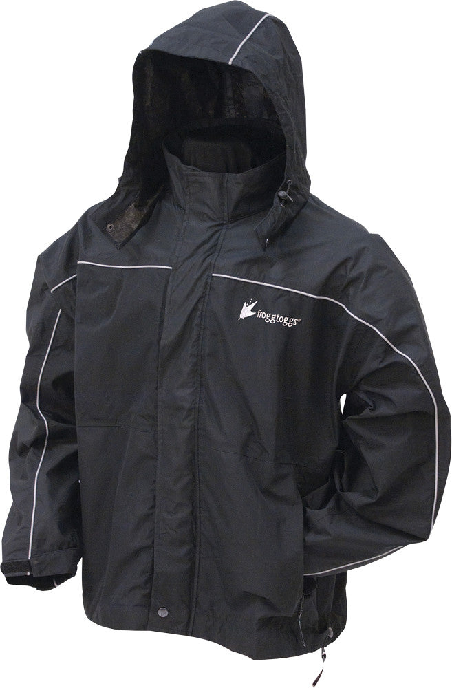 FROGG TOGGS Toadz Highway Rain Jacket Black/Silver Md NTH65125-01MD