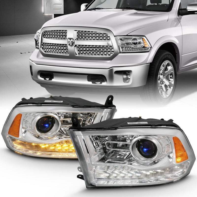ANZO 2009-2018 Dodge Ram 1500 Projector Plank Style Switchback H.L Halo Chrome Amber (OE Style) 111440