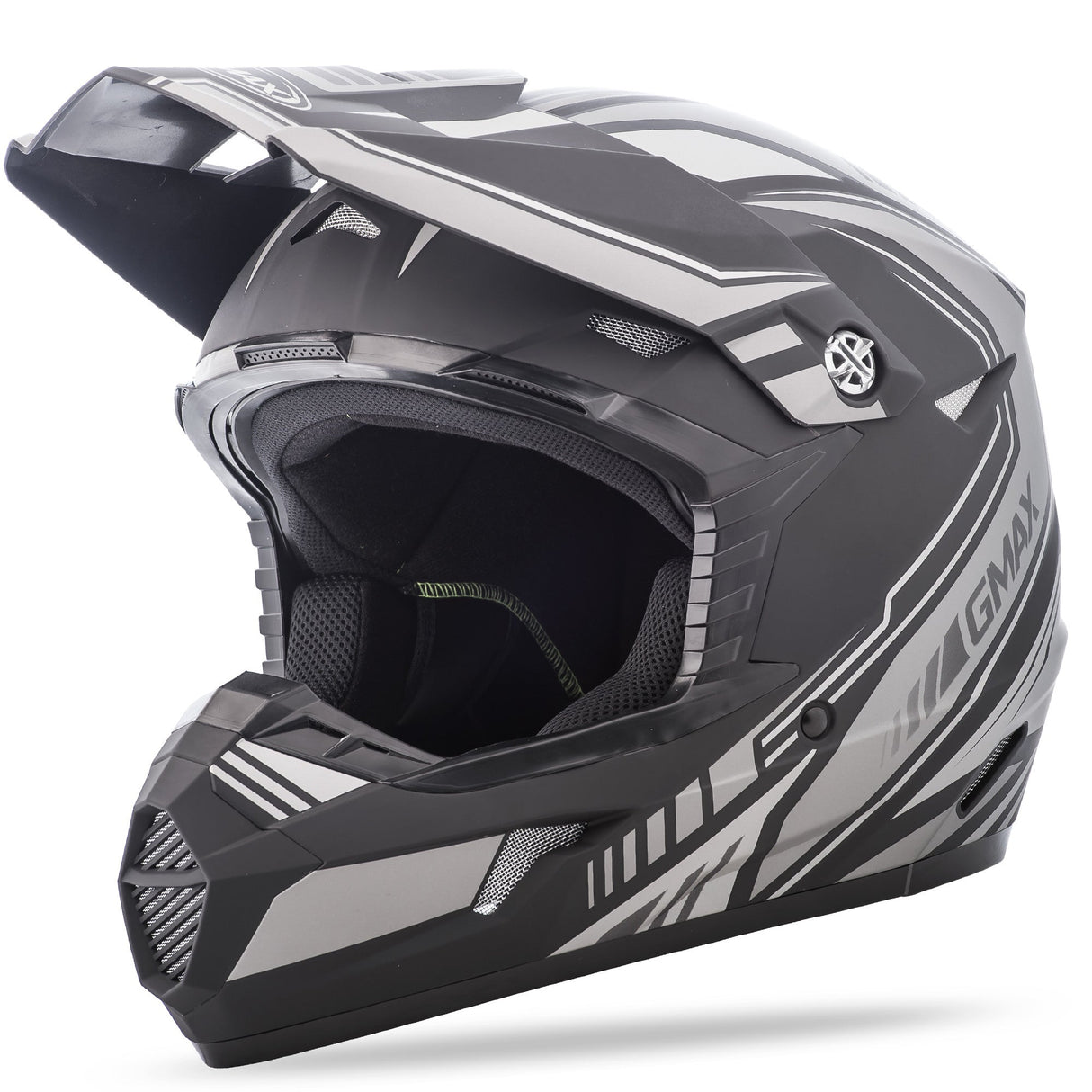 GMAX Youth Mx-46y Off-Road Uncle Helmet Matte Black/Sivler Ys G3467450 TC-17F