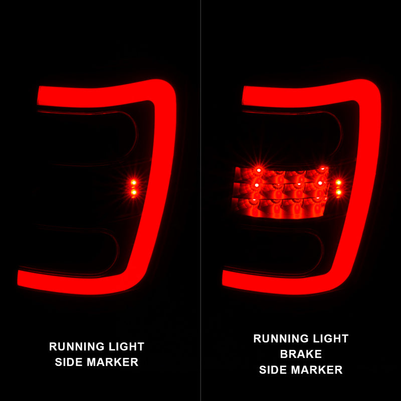 ANZO 1999-2004 Jeep Grand Cherokee LED Tail Lights w/ Light Bar Black Housing Clear Lens 311394
