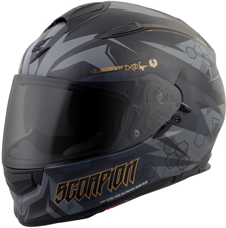 SCORPION EXO Exo-T510 Full-Face Helmet Cipher Black/Gold Sm T51-1223