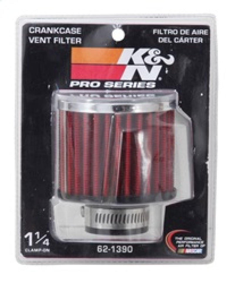 K&N 1.25in Flange ID x 3in OD x 2.5in H Rubber Base Crankcase Vent Filter 62-1390