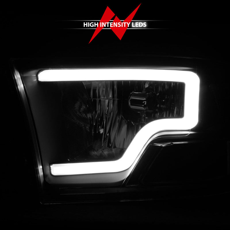 ANZO 2009-2018 Dodge Ram 1500 Crystal Headlights w/ Light Bar Black Housing 111515