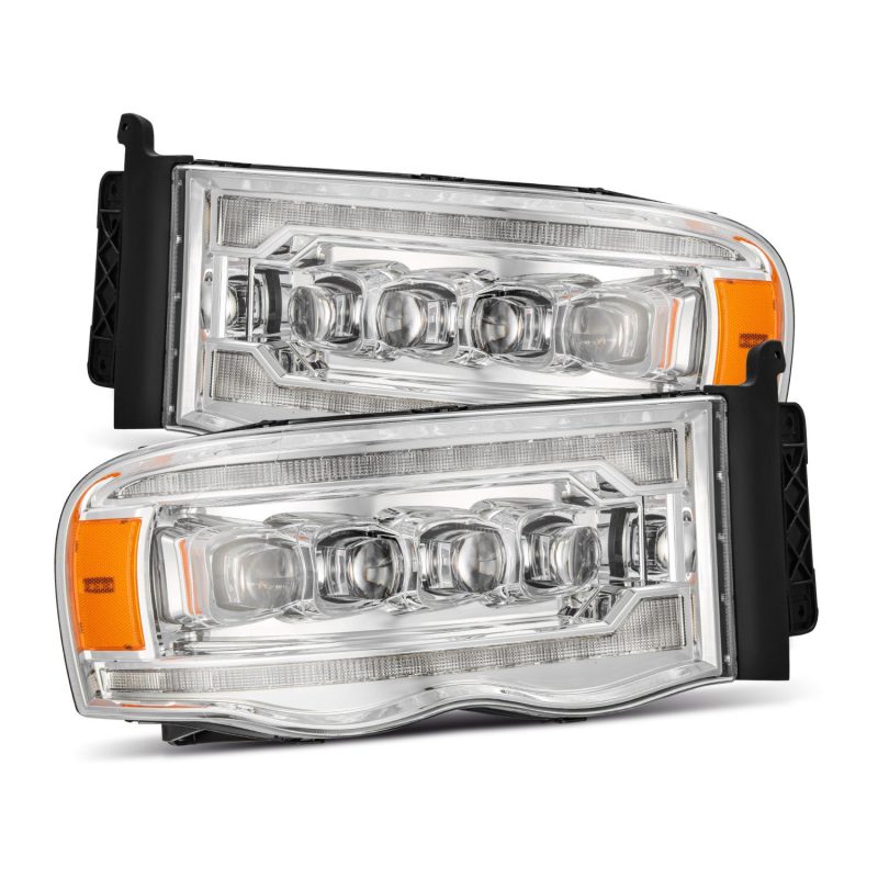 AlphaRex 02-05 Dodge Ram 1500 NOVA LED Proj Headlights Plank Style Chrome w/Activ Light/Seq Signal 880565