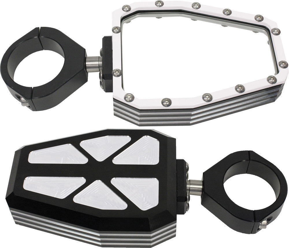 MODQUADBillet Side Mirrors Diamond W/Bezel White 1.75"R-SIDE-BEZ-W
